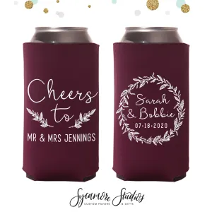 Slim 12oz Wedding Can Cooler #94S - Cheers To