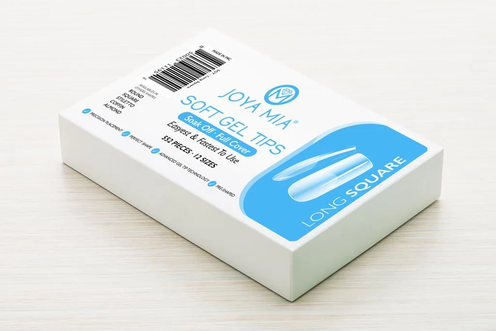 Soft Gel Nail Tips Full Cover - Clear Soft Pre-buff PMMA False Press on Nail Tips