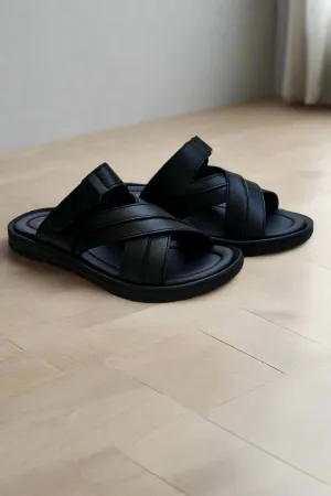 Soft Sole Stylish Slippers  - Black - SS 001