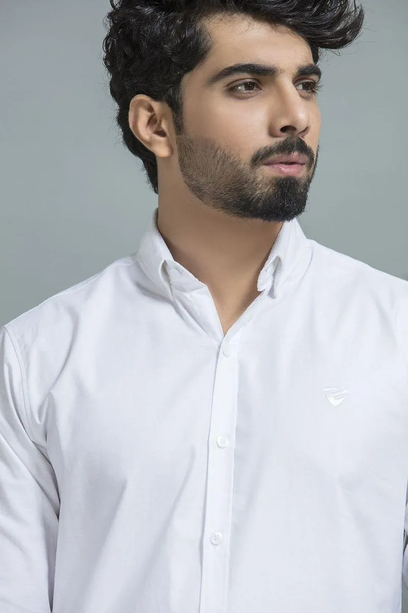 Solid White Woven Shirt