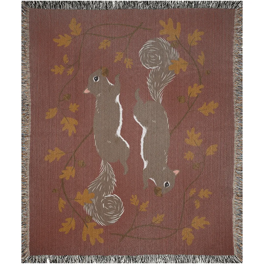 Squirrels ~ Woven Tapestry Blanket