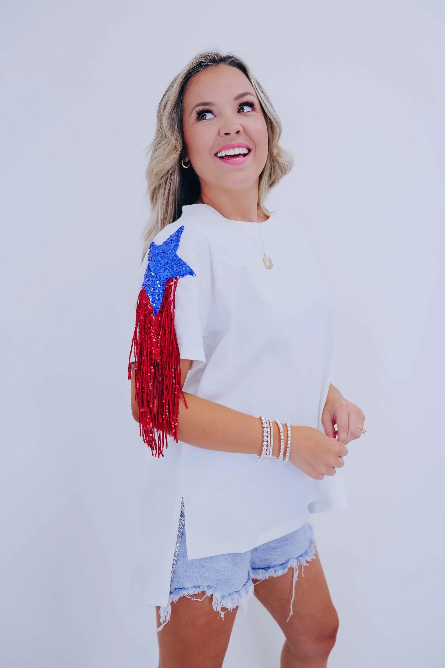 Star Stream Sequin Fringe Top