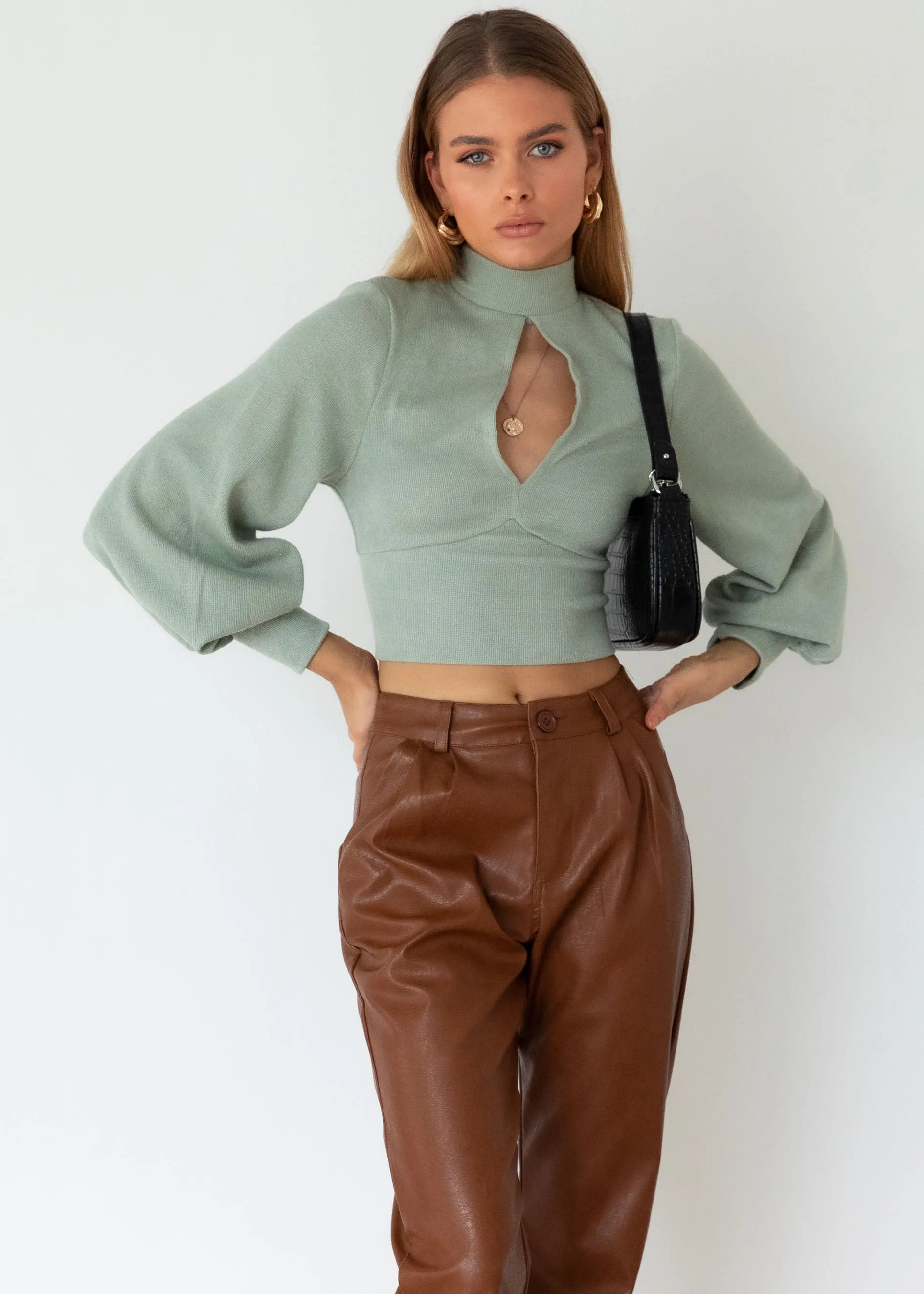 Steffi Knit Crop - Sage