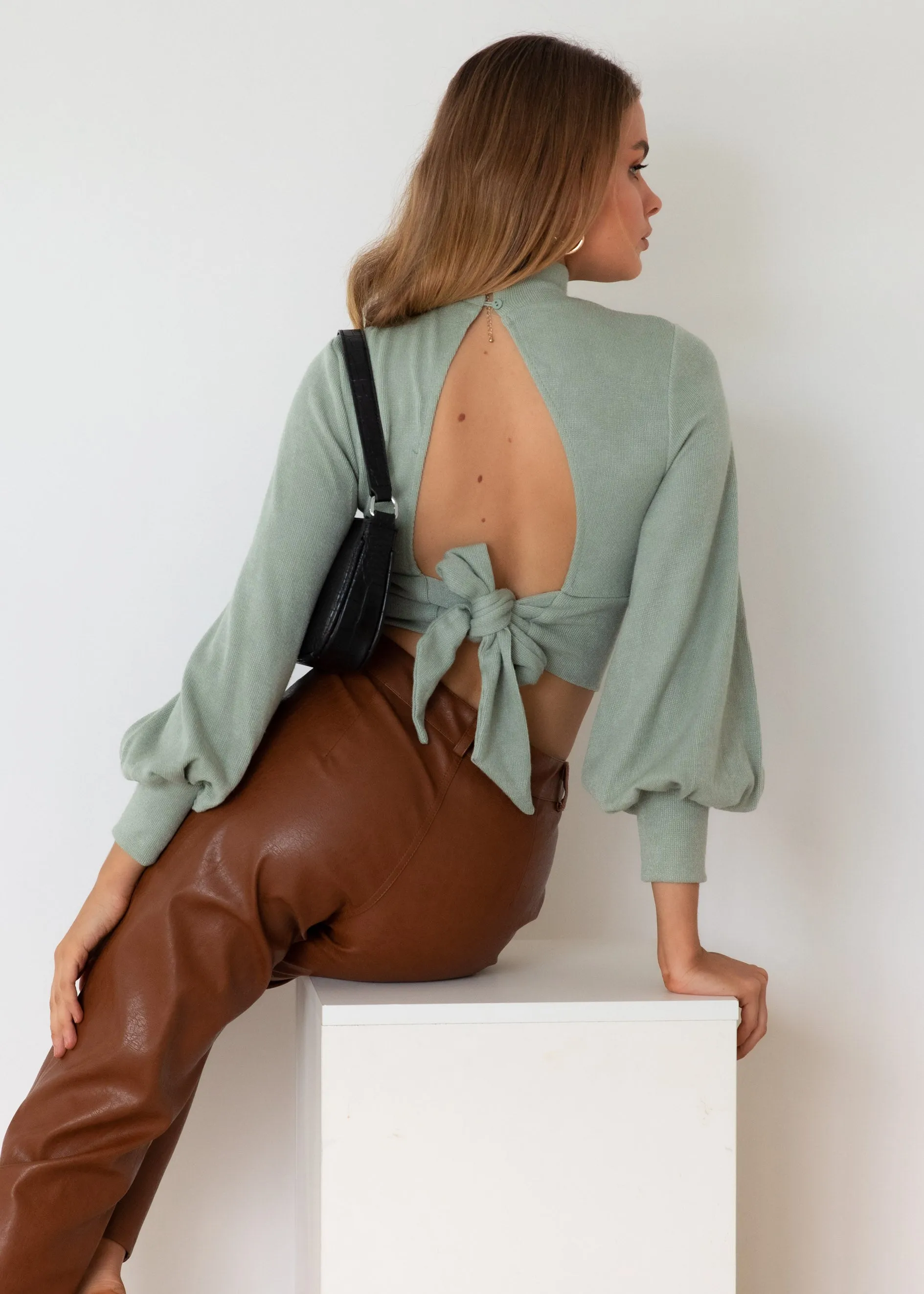 Steffi Knit Crop - Sage