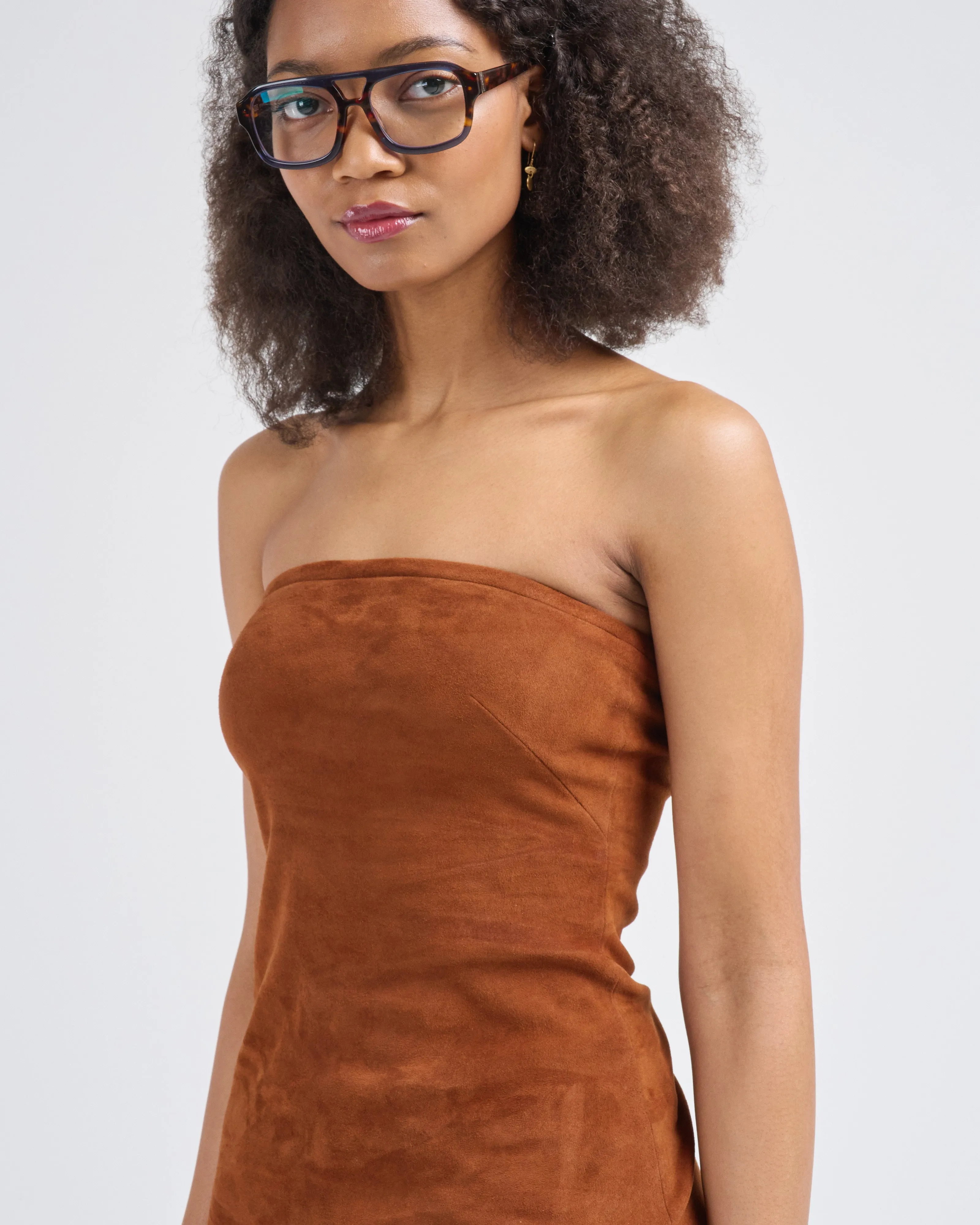 suede strapless top