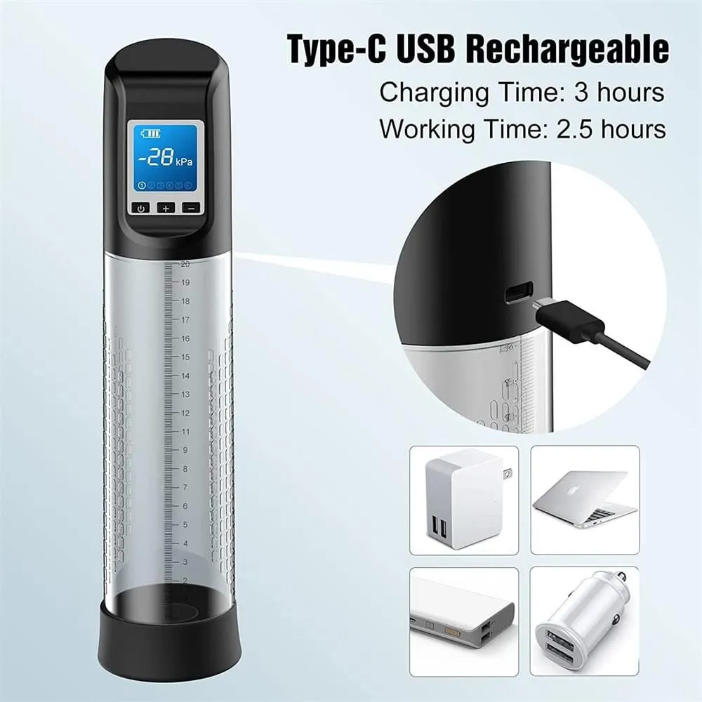 Supreme Max Results Pump Penis Enlarger Automatic Vacuum Enhancement with LED Screen 3.0