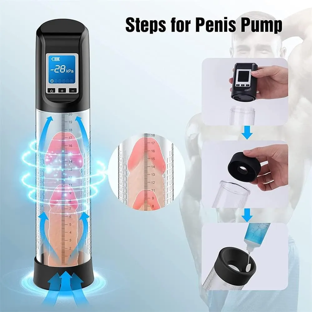 Supreme Max Results Pump Penis Enlarger Automatic Vacuum Enhancement with LED Screen 3.0