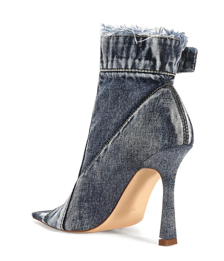 Tandy Denim Peep Toe Booties