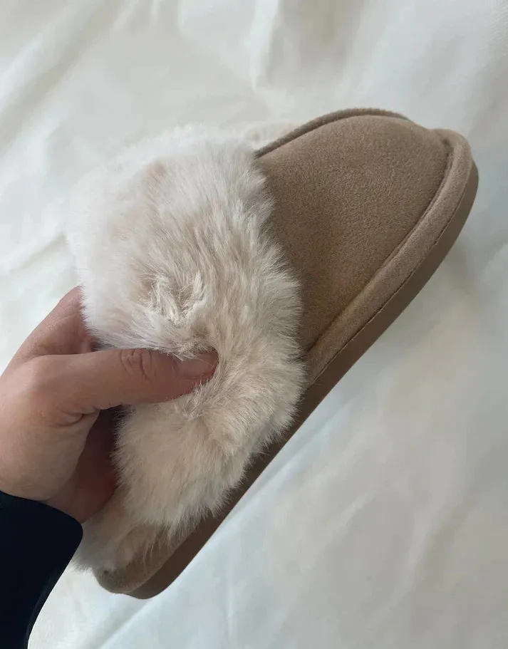 Taylor - Beige Teddy Bear Slippers