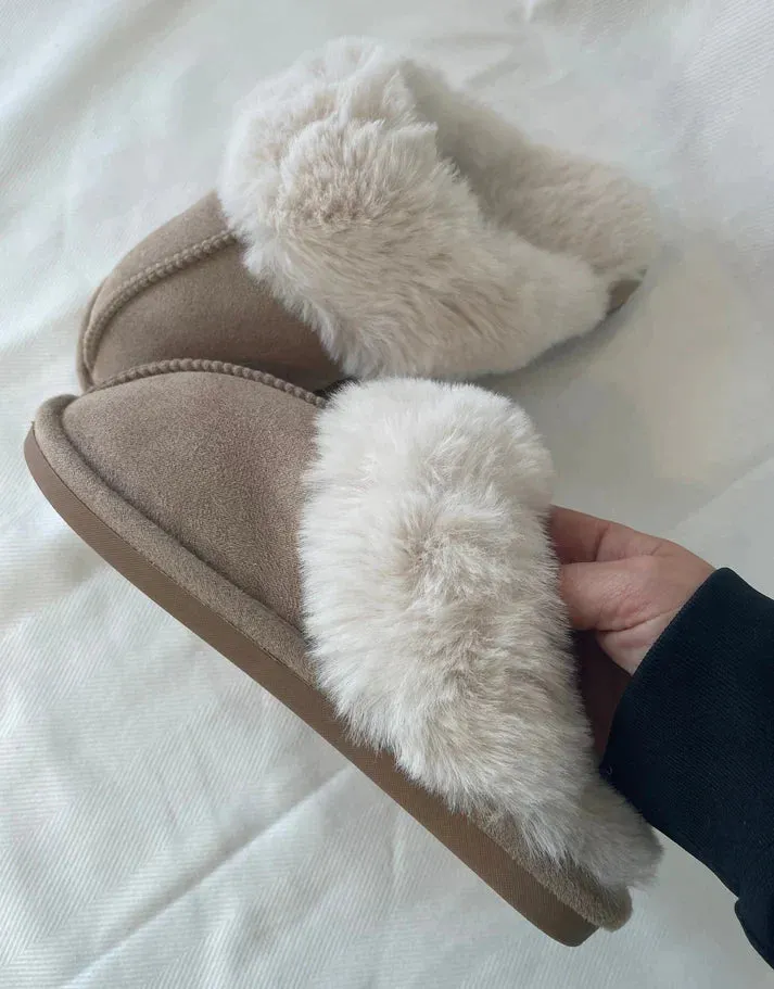 Taylor - Beige Teddy Bear Slippers
