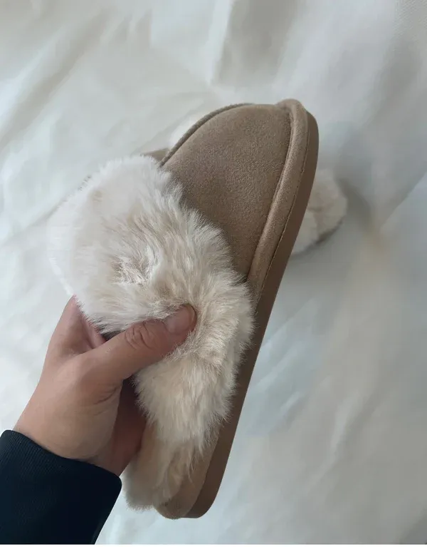 Taylor - Beige Teddy Bear Slippers
