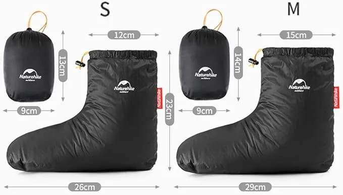Tentock Ultralight Winter Goose Down Booties Socks Slippers Warm Soft Cozy Water-Resistant for Camping Backpacking Indoor Down Filled Slipper Boots with Storage Bag