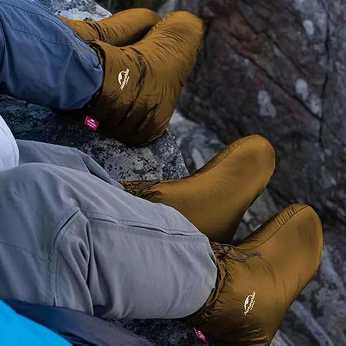 Tentock Ultralight Winter Goose Down Booties Socks Slippers Warm Soft Cozy Water-Resistant for Camping Backpacking Indoor Down Filled Slipper Boots with Storage Bag