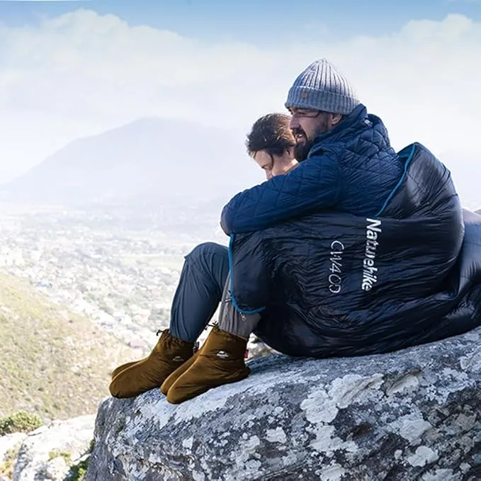 Tentock Ultralight Winter Goose Down Booties Socks Slippers Warm Soft Cozy Water-Resistant for Camping Backpacking Indoor Down Filled Slipper Boots with Storage Bag