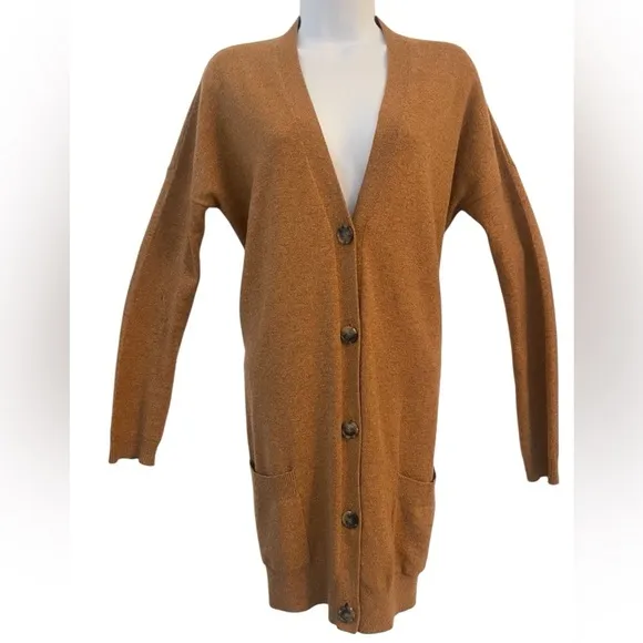 THEORY Brown Cashmere long cardigan size medium office core boardroom chic