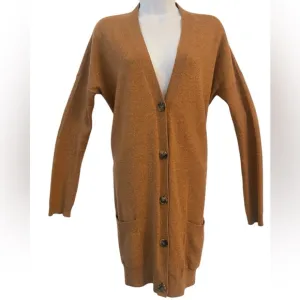 THEORY Brown Cashmere long cardigan size medium office core boardroom chic