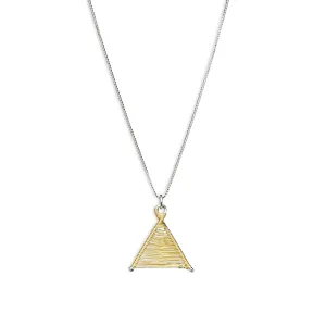 Tiny Woven Wishbone Silver & Gold Mixed Metal Necklace