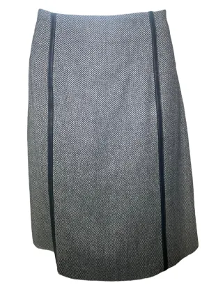Tom Ford for Gucci Herringbone with Leather Trim Skirt