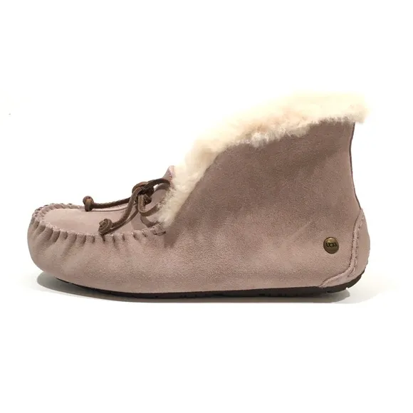UGG Alena Sheepskin Lined Slippers -Dusk Pink Suede -Big Kids US 3 -NEW