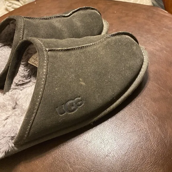 UGG MEN’S SCuff sheepskin backless slipper in dark gray size 12