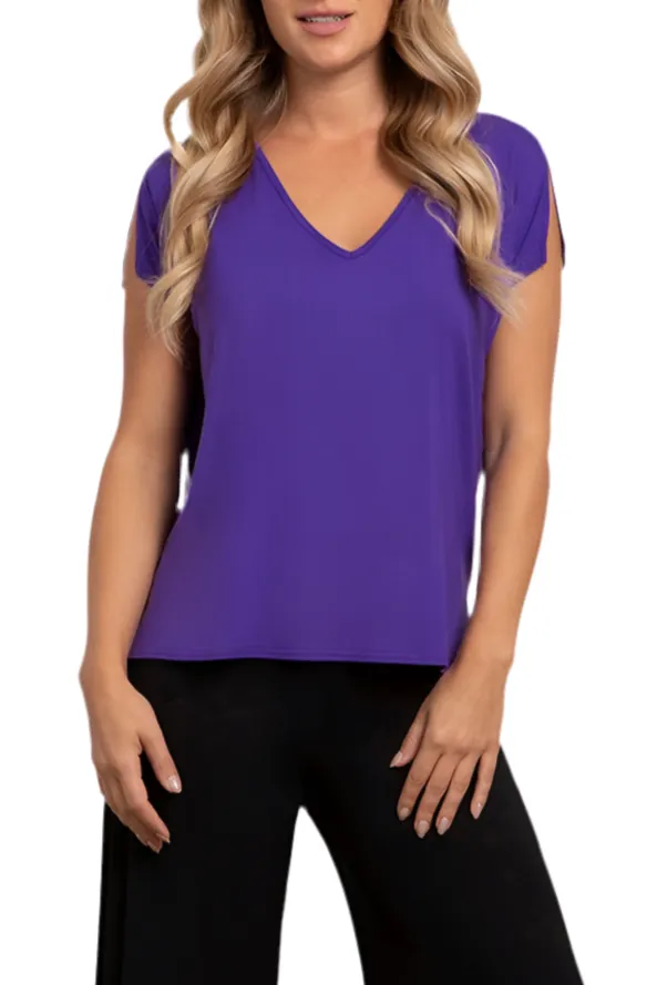 V-Neck Bamboo Slip Cap Sleeve Top
