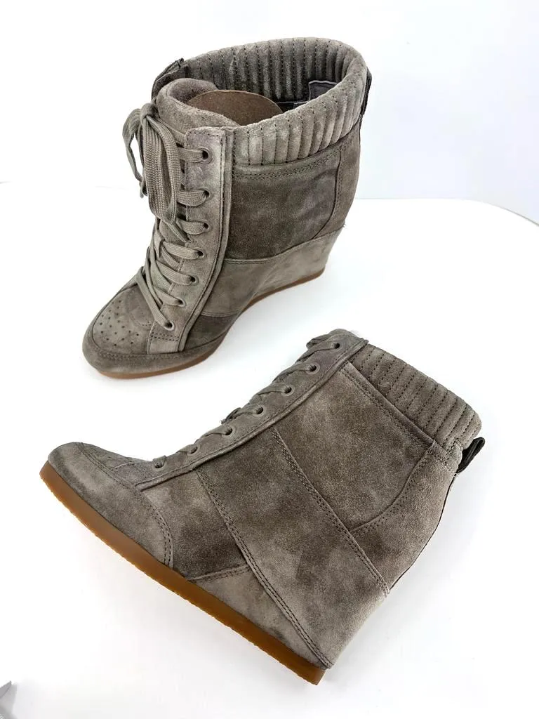 VERONICA BEARD ELISSA SUEDE WEDGE SNEAKERS BOOTIES