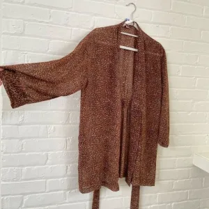 Victoria’s Secret Leopard Print Chiffon Kimono Robe Attached Belt – One Size