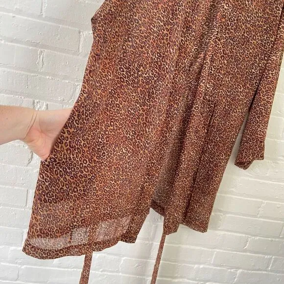 Victoria’s Secret Leopard Print Chiffon Kimono Robe Attached Belt – One Size