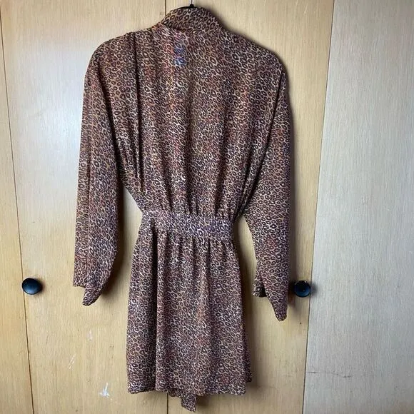Victoria’s Secret Leopard Print Chiffon Kimono Robe Attached Belt – One Size
