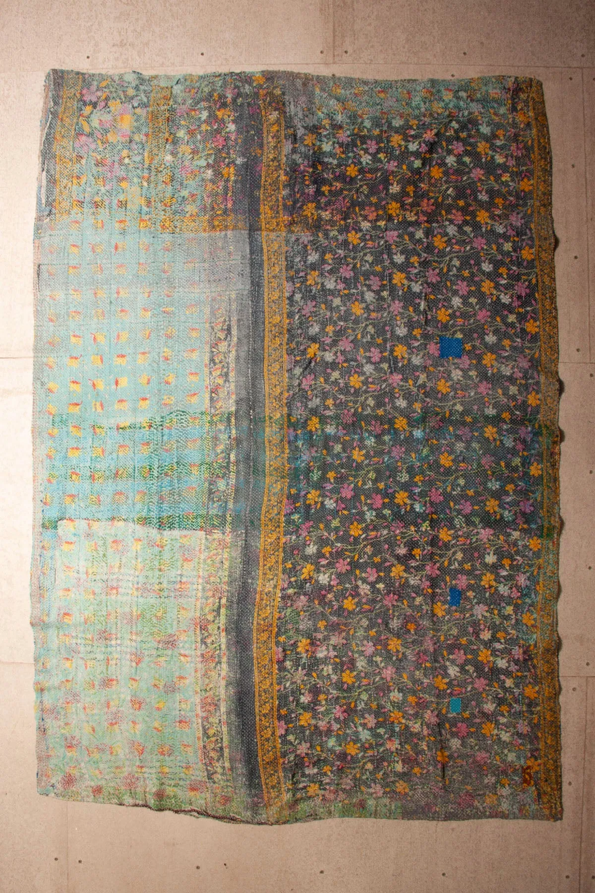 Vintage Dowry Kantha Blanket, #60 - 87"x60"