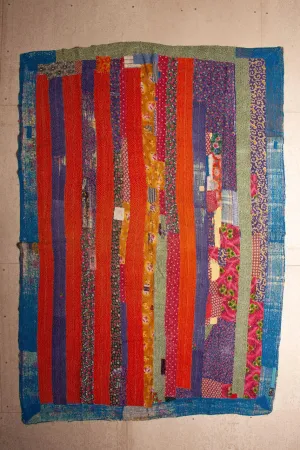Vintage Dowry Kantha Blanket, #60 - 87"x60"