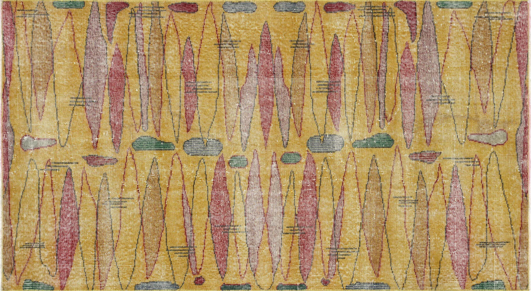 Vintage Turkish Mid-Century-Modern Rug - 3'8" x 6'8"