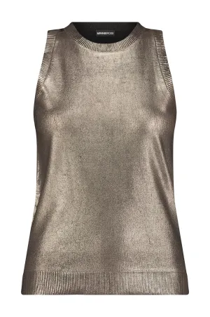 Viscose Metallic Print Tank in Silver