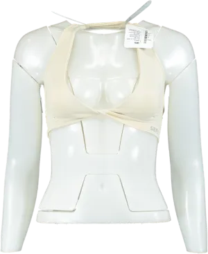 Waffle Whipped Cream Halter Bra UK M