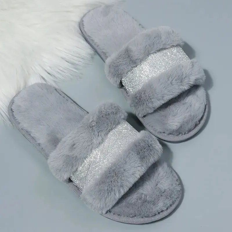 Warm Color Fur Slippers for Women's Fashion Style