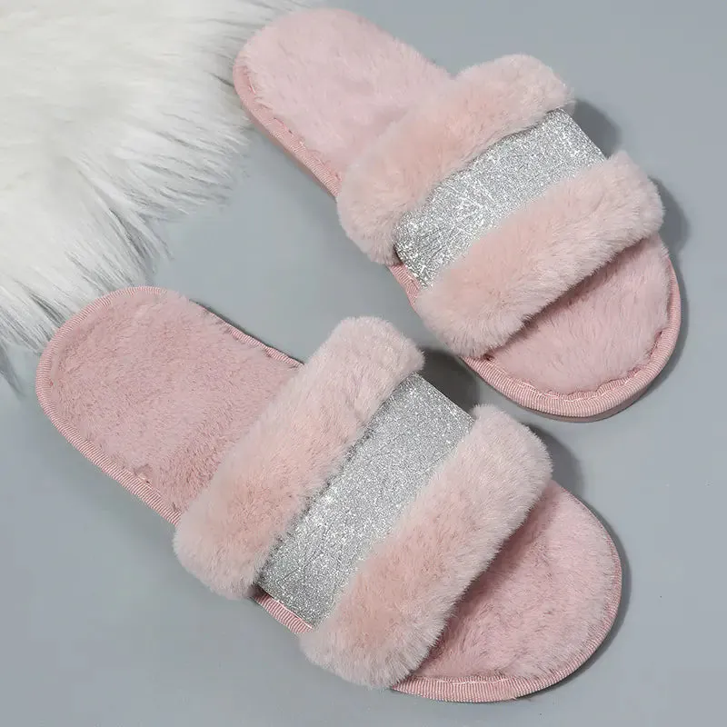 Warm Color Fur Slippers for Women's Fashion Style