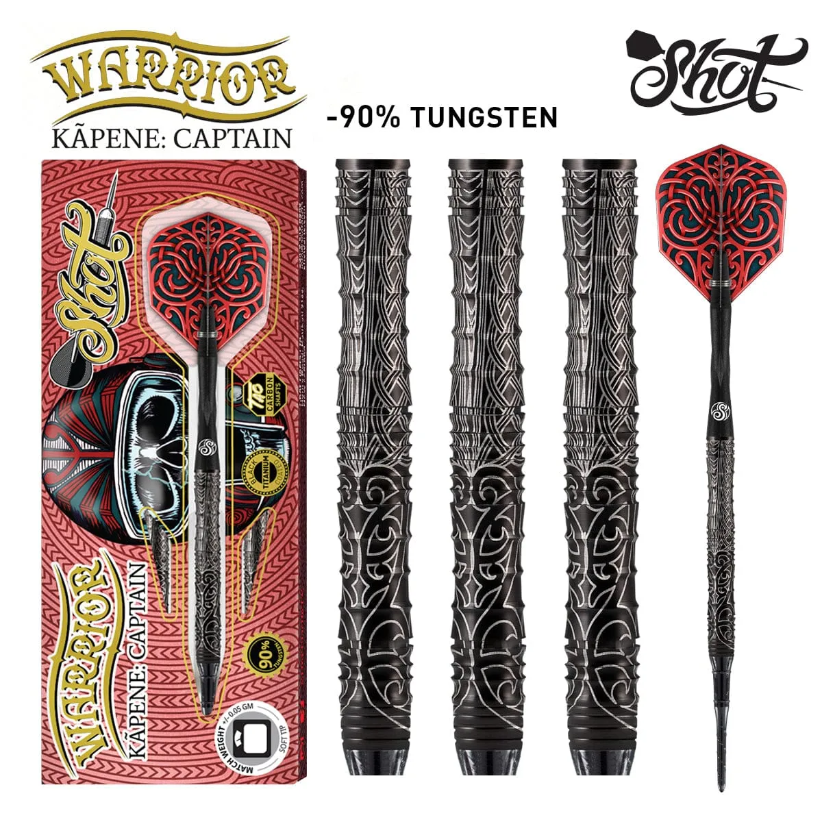 Warrior Kapene Soft Tip Dart Set-90% Tungsten Barrels