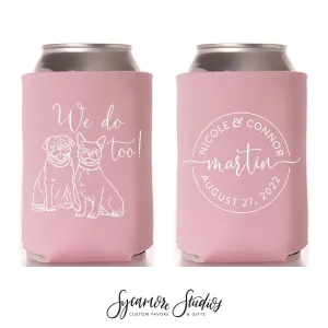 Wedding Can Cooler #190R - Custom Pet Illustration