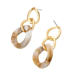 White Resin & 18K Gold-Plated Chain Drop Earrings