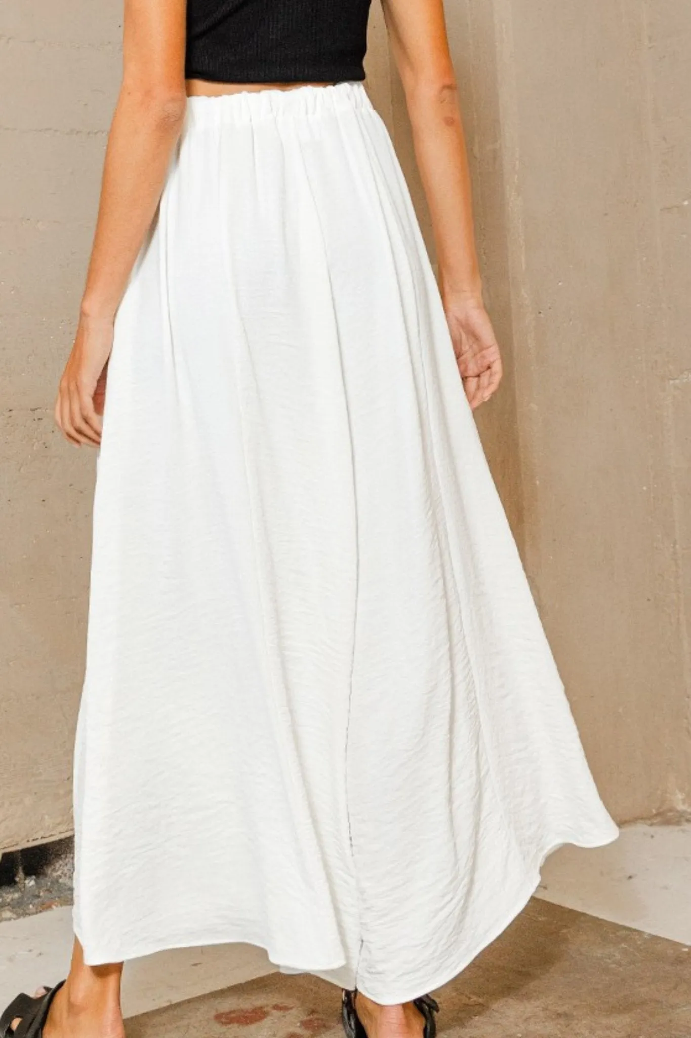 Wide Leg Woven Pant in White