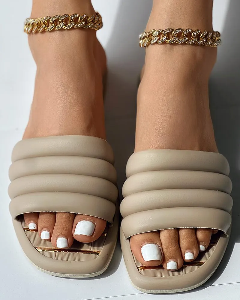 Wide Strap Summer Beach Slippers