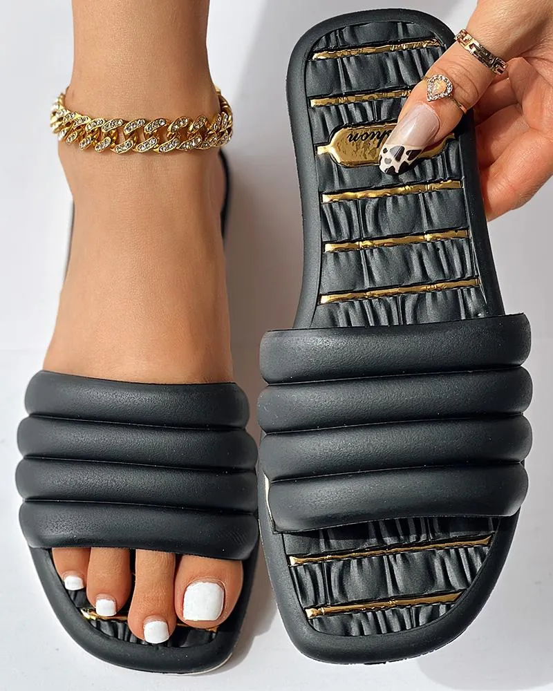 Wide Strap Summer Beach Slippers