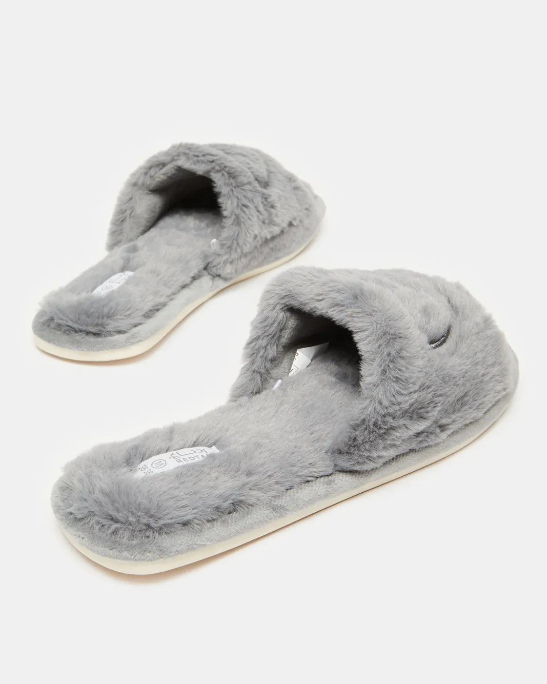 Women Grey Heart Embroidered Slipper