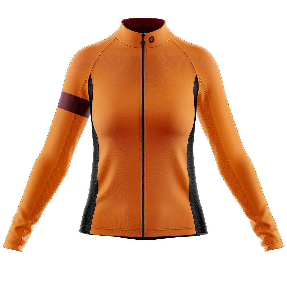 Womens Bezzie Orange Long Sleeve Cycling Jersey