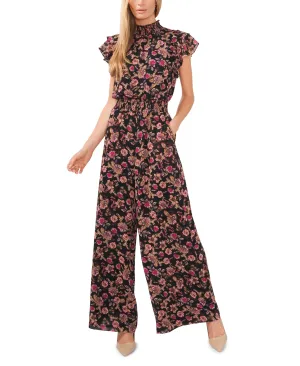 Women's Flutter Sleeve Mock Neck Smocked Waist Jumpsuit