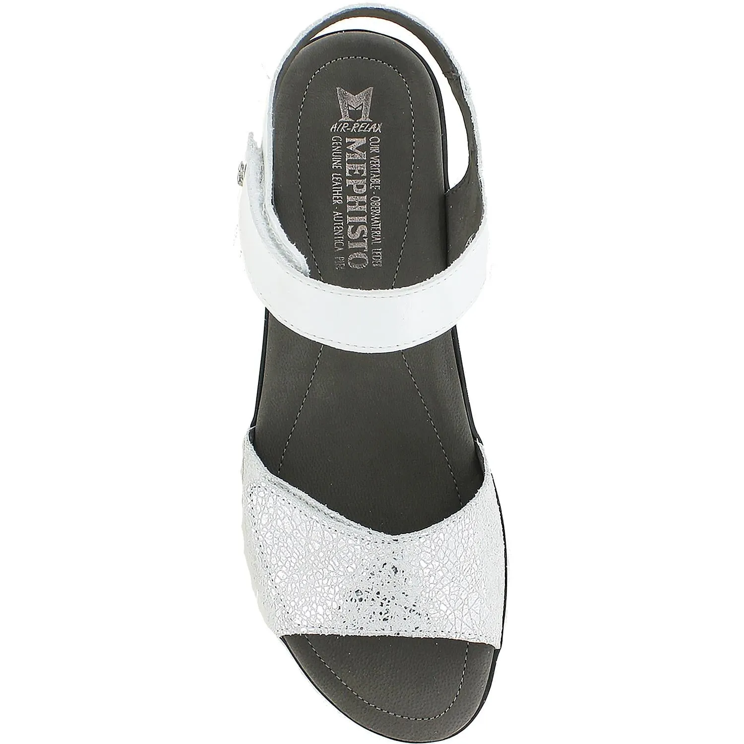 Women's Mephisto Pattie White Silk/Silver Crash Leather