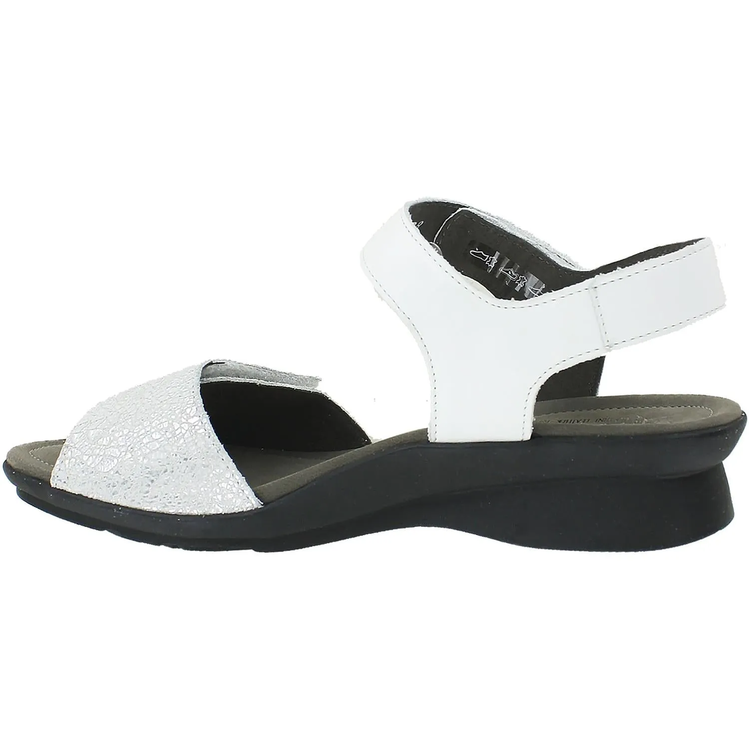 Women's Mephisto Pattie White Silk/Silver Crash Leather