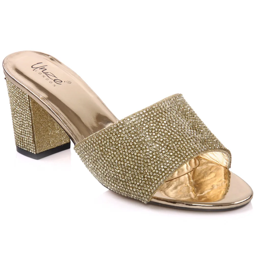 Womens ‘Nisea’ Decorated Heeled Slippers