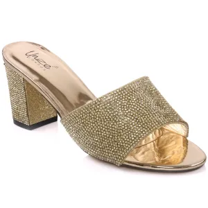Womens ‘Nisea’ Decorated Heeled Slippers