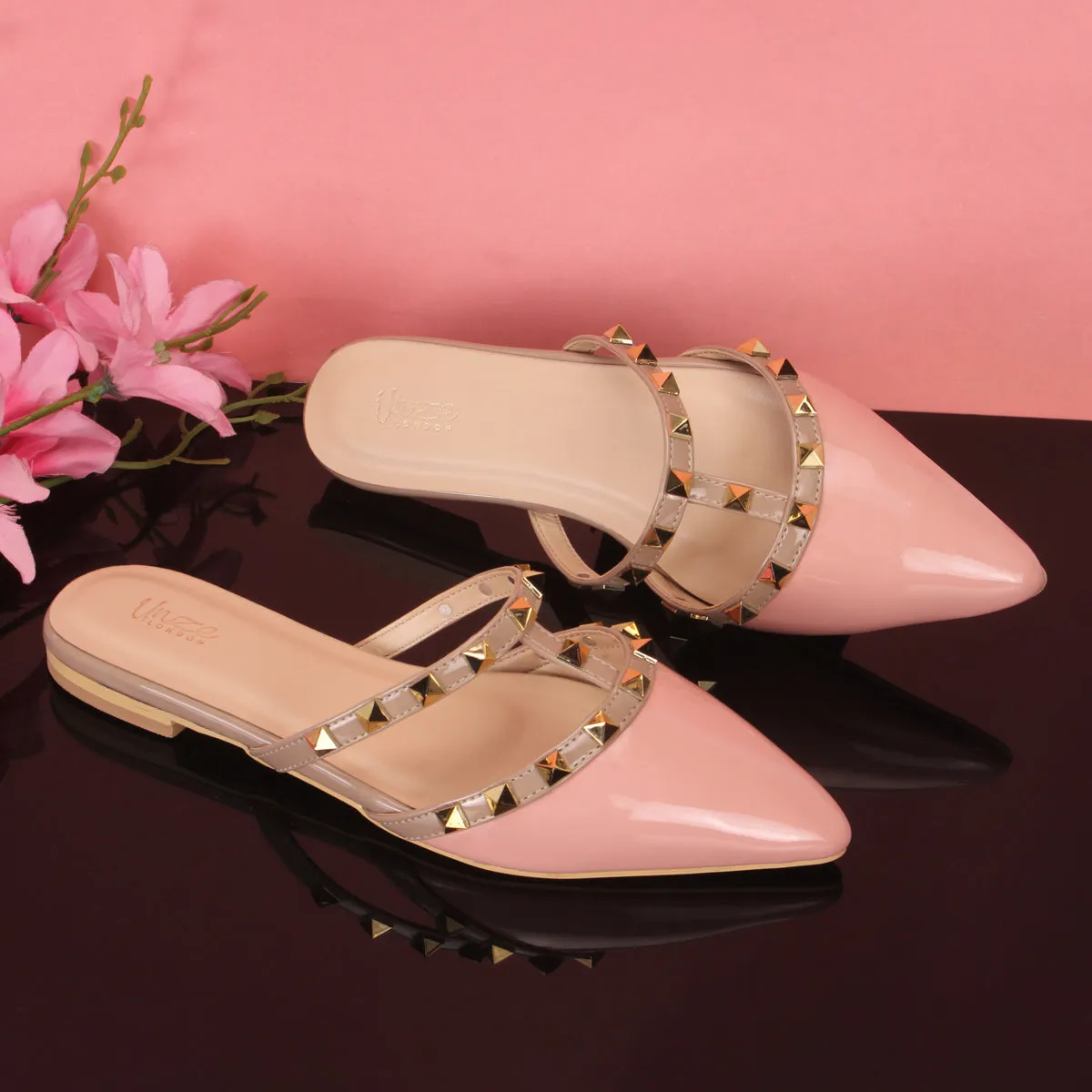 Womens "FRIDA" Adorned Pointed Slide In Slipper